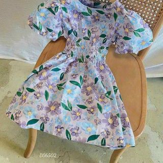 Váy hoa bé gái 100% lụa mango cao cấp, mềm mại, Đầm kiểu bé gái tay ngắn dáng xòe,lưng chun - VAY3