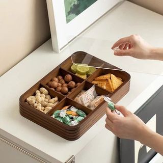 Hộp Mứt Vuông 6 Ngăn Gỗ Xám ( THÙNG 20C)