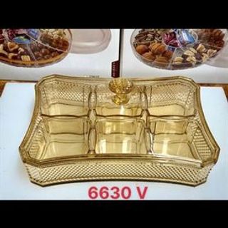 Khay Mứt Thủy Tinh Sần Vàng 6630V (THÙNG 12C)