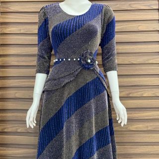 Đầm dạ hội trung niên dự tiệc sang trọng vải nhũ kim sa tặng mẹ co giãn bigsize FREESIZE TỪ 50kg đến 80kg DN20