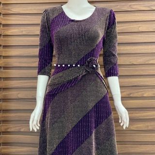 Đầm dạ hội trung niên dự tiệc sang trọng vải nhũ kim sa tặng mẹ co giãn bigsize FREESIZE TỪ 50kg đến 80kg DN20