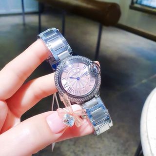 QUÀ VALENTINE ĐỒNG HỒ NỮ CHÍNH HÃNG COMLOVEY  THÉP BẠC MẶT HỒNG VIỀN HỘT FULLBOX