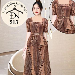 Đầm dạ hội trung niên chất nhũ kim sa có lớp lót, đính đá cao câp, co giãn cực tốt cho mẹ dự tiệc sang trọng bigsize cao cấ, Maxi - giả vest p M513 Nữ Thun Women Dress