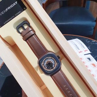 ĐỒNG HỒ NAM SIÊU CẤP SEVEN PRIDAY MÁY CƠ MÀU NÂU VÀ CAM TẶNG KÈM DÂY FULLBOX