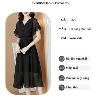 Váy trung niên dự tiệc sang trọng cho mẹ bigsize, thiết kế dáng xòe che khuyết điểm tốt - L220