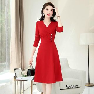 Váy đầm phong cách công sở thanh lịch, poly dày dặn co giãn bigsize HN21 Nữ Dress