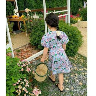 Váy hoa bé gái 100% lụa mango cao cấp, mềm mại, Đầm kiểu bé gái tay ngắn dáng xòe,lưng chun - VAY3