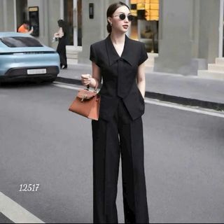 Set công sở áo gile, quần âu dáng suông, chất liệu cotton lạnh mềm mại, thiết kế cao cấp, bộ công sở- HN78