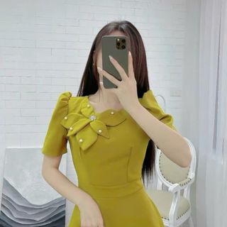 Đầm dự tiệc, công sở thanh lịch, dáng xoè che khuyết điểm, chất liệu cotton lạnh mềm mại N73