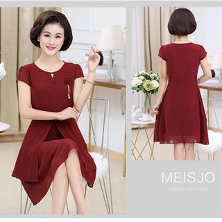 Đầm trung niên dự tiệc sang trọng cho mẹ bigsize phong cách Hàn Châu cao cấp che khuyết điểm đẹp L04 Nữ Dress