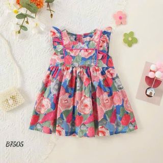 Váy hoa bé gái 100% lụa mango cao cấp, mềm mại, Đầm kiểu bé gái tay ngắn dáng xòe,lưng chun - VAY6