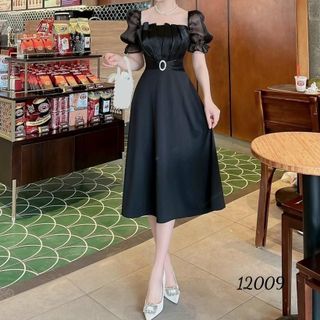 Đầm dự tiệc sang trọng, chất liệu poly 2 da cao cấp Nữ Voan