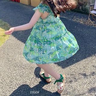 Váy hoa bé gái 100% lụa mango cao cấp, mềm mại, Đầm kiểu bé gái tay ngắn dáng xòe,lưng chun - VAY4