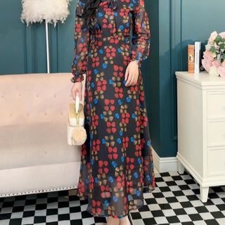 Đầm maxi dự tiệc cho mẹ phong cách hàn Quốc bigsize, chất voan cao cấp, dáng xòe sang trọng đẹp N07