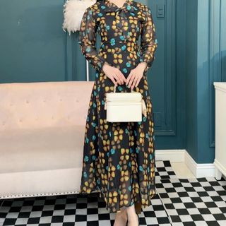 Đầm maxi dự tiệc cho mẹ phong cách hàn Quốc bigsize, chất voan cao cấp, dáng xòe sang trọng đẹp N07