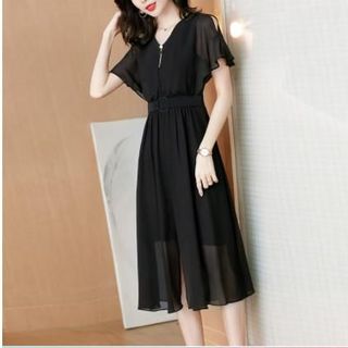 Váy trung niên cho mẹ sang trọng bigsize cao cấp dự tiệc thiết kế dáng xòe đẹp - L220 Nữ Dress
