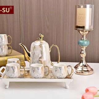 Bộ Ấm Chén Vân Đá Kèm Khay Y42C-5 ( THÙNG 8B )