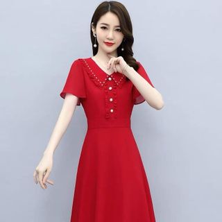 Váy trung niên cho mẹ sang trọng bigsize cao cấp dự tiệc thiết kế dáng xòe HN22 Nữ Dress