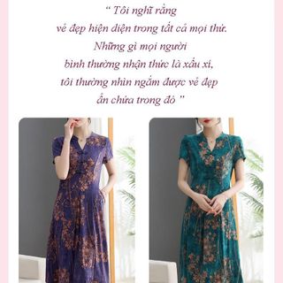Đầm trung niên dành tặng mẹ, chất liệu lụa mềm mại, thiết kế dáng suông che khuyết điểm đẹp - P11 Nữ Dress
