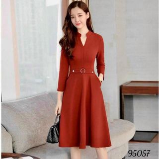 Đầm trung niên dự tiệc sang trọng tặng mẹ, vải umi co giãn, che khuyết điểm tốt - HN07 Nữ Dress