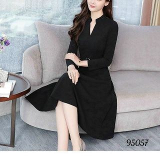 Đầm trung niên dự tiệc sang trọng tặng mẹ, vải umi co giãn, che khuyết điểm tốt - HN07 Nữ Dress