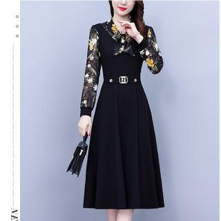 Đầm trung niên cho mẹ bigsize thiết kế công sở dáng xòe cao cấp dự tiệc U40 U50 U60 HN05