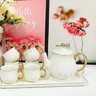 Bộ Bình 6 Cốc Khay Thấp Sọc Trắng Rẻ L8-53 (THÙNG 10B)