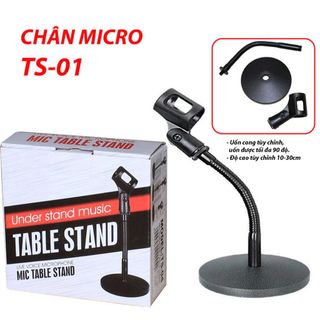 Chân đỡ mic để bàn bằng kim loại dẻo TS-01, giá kẹp micro dùng cho các cuộc họp, bài giảng - CHÂN MICRO TS01