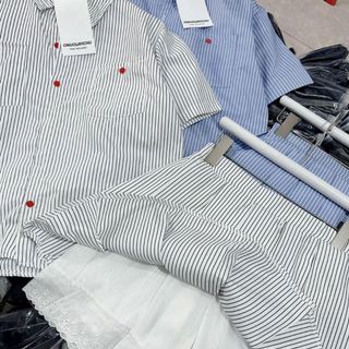 SET Sơ Mi Sọc Đỏ Kèm Chân Váy Xếp Ly! 🌟