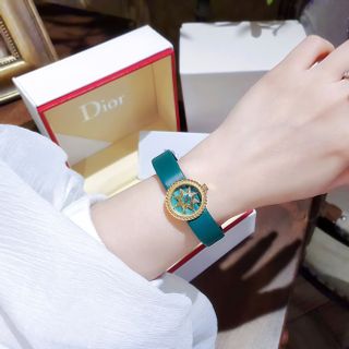 ĐỒNG HỔ NỮ CAO CẤP DIOD  MẶT MINI DÂY DA XANH VÀ ĐEN