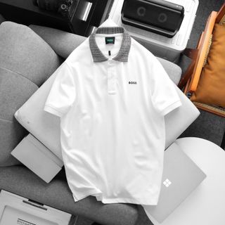 Polo B.O.S.S phối cổ hoạ tiết.  Chất vải cotton cá sấu 2c mềm mịn, logo in cao.