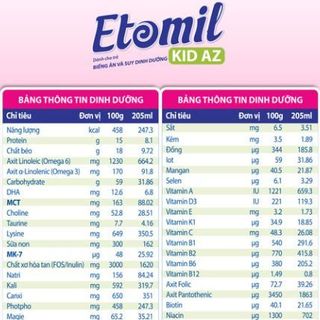 SỮA TĂNG CÂN CHO TRẺ BIẾNG ĂN, CHẬM LỚN ETOMIL KID AZ 900G - ETOMIL
