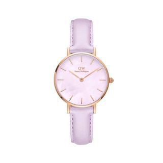 ĐỒNG HỒ NỮ CAO CẤP D WELLINGTON PETITE LAVENDER DÂY DA MẶT TRÒN TÍM HỘP NƠ TEM