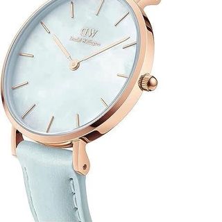 ĐỒNG HỒ NỮ CAO CẤP D WELLINGTON PETITE BLUEBELL DÂY DA MẶT TRÒN XANH HỘP NƠ TEM