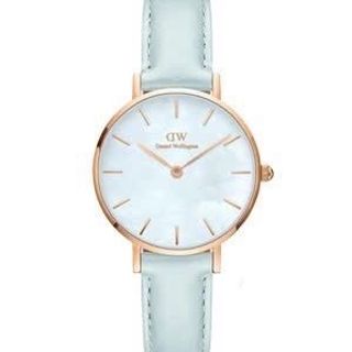 ĐỒNG HỒ NỮ CAO CẤP D WELLINGTON PETITE BLUEBELL DÂY DA MẶT TRÒN XANH HỘP NƠ TEM