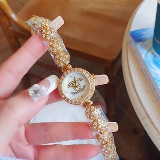 SĂN SALE CUỐI NĂM ĐỒNG HỒ NỮ THỜI TRANG CHANEU DÂY HOA MẶT LOGO VIỀN HỘT