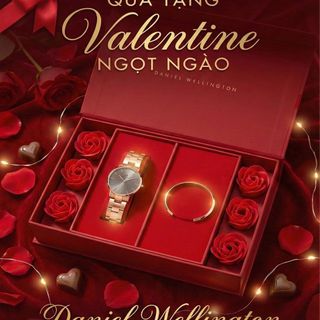 SET VALENTINE  HỘP HOA HỒNG ĐỎ DANIEL W CAO CẤP THÉP ICONIC VÀ CUFF