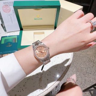 ĐỒNG HỒ NỮ CAO CẤP ROLET DATE JUST MÁY CƠ DEMI HỒNG VIỀN ĐÁ