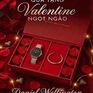 SET VALENTINE HỘP HOA HỒNG ĐỎ DANIEL W CAO CẤP DÂY LƯỚI PETITE VÀ CUFF
