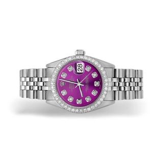 ĐỒNG HỒ NỮ CAO CẤP ROLET DATE JUST MÁY CƠ BẠC MẶT TÍM VIỀN ĐÁ