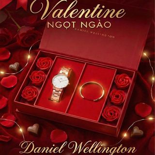 SET VALENTINE  HỘP HOA HỒNG ĐỎ DANIEL W CAO CẤP THÉP ICONIC VÀ CUFF