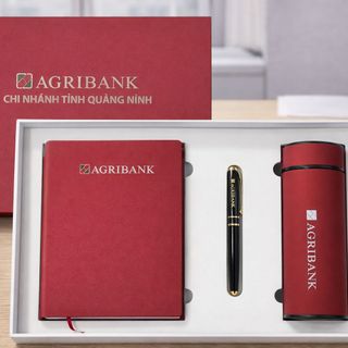 Bộ Giftset: Bình giữ nhiệt, Sổ tay, Bút ký (Agribank chi nhánh tỉnh Quảng Ninh)
