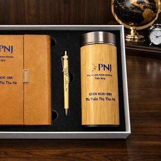 Giftset bình giữ nhiệt - Sổ da - Bút ký (PNJ 53 Liêu Bình Hương, Củ Chi)