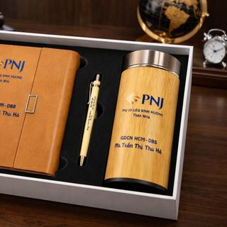 Giftset bình giữ nhiệt - Sổ da - Bút ký (PNJ 53 Liêu Bình Hương, Củ Chi)