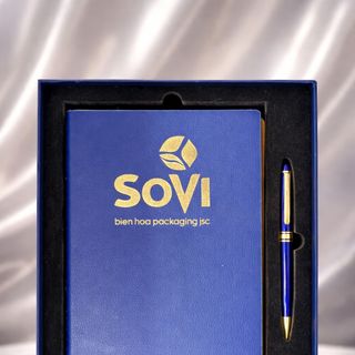 Bộ Giftset: Sổ Da, Bút Ký (Xanh Navy)