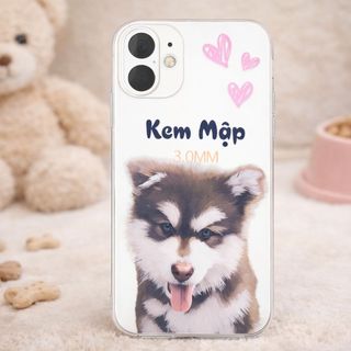 Ốp lưng iPhone kem mập chó husky cute clear case