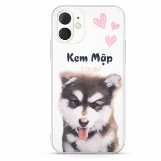 Ốp lưng iPhone kem mập chó husky cute clear case