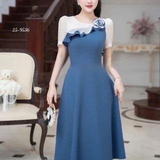 Đầm dự tiệc sang trọng, đầm công sở thanh lịch, dáng xoè che khuyết điểm, cotton lạnh mềm mại N74