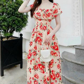 Đầm dự tiệc sang trọng cho mẹ bigsize, chất liệu voan lụa mềm mại, thiết kế dáng xòe đẹp cao cấp dự tiệc - HOA02