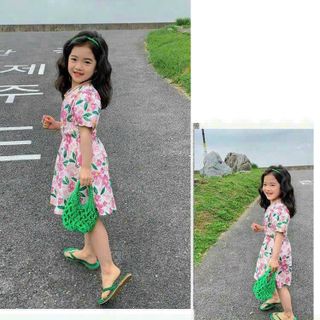 Váy hoa bé gái 100% lụa mango cao cấp, mềm mại, Đầm kiểu bé gái tay ngắn dáng xòe,lưng chun - VAY3